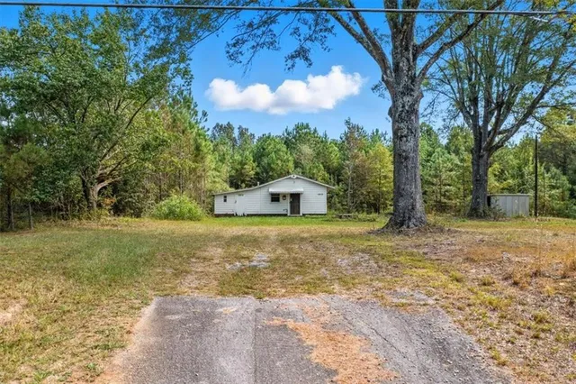 a view of a large garden with large trees