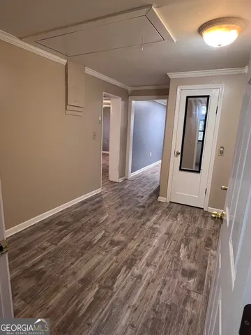 an empty room with windows