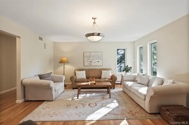 a living room with furniture and a rug