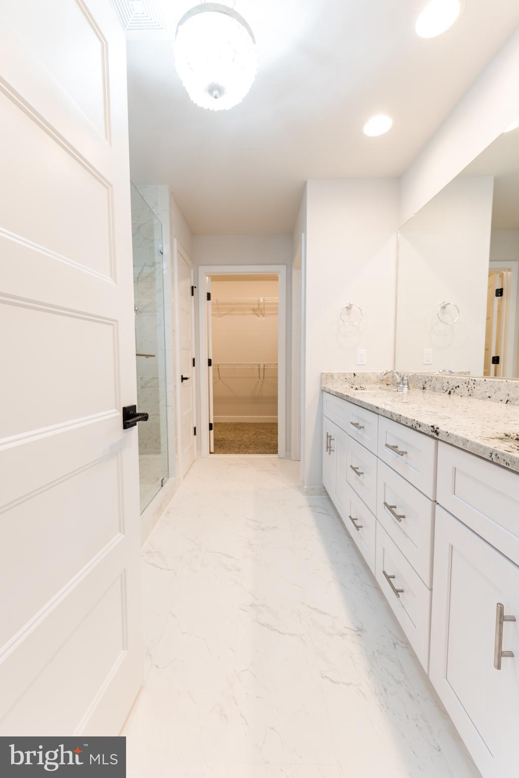 10631 Plank Road Spotsylvania, VA 22553 - Photo 9 of 26 a bathroom with a granite countertop sink a shower and a mirror