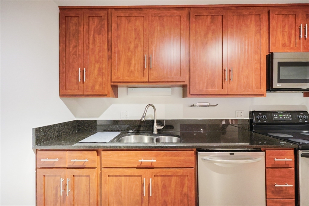 69 East Berkeley Street, Unit 1 Boston, MA 02118 - Photo 2 of 20 a kitchen with granite countertop wood cabinets and stainless steel appliances