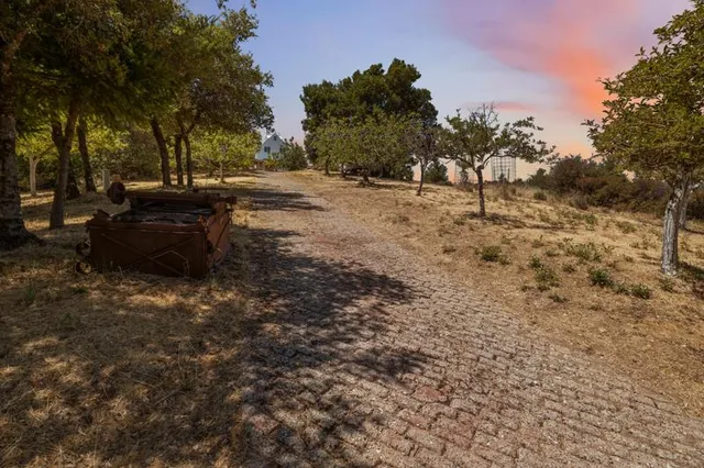 a backyard of a house with lots of green space