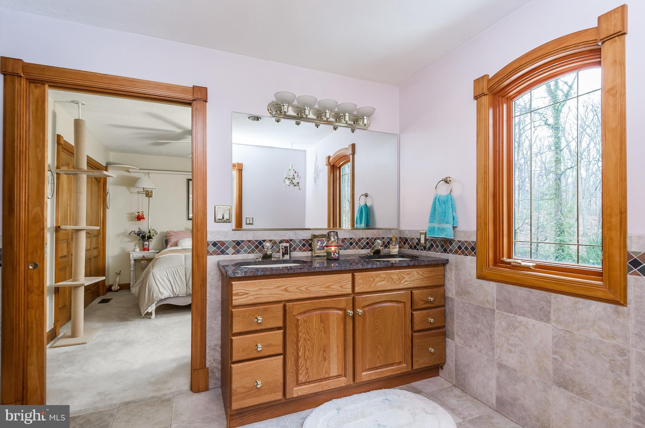 4137 Grave Run Road Manchester, MD 21102 - Photo 23 of 30 a spacious bathroom with a granite countertop sink and a mirror