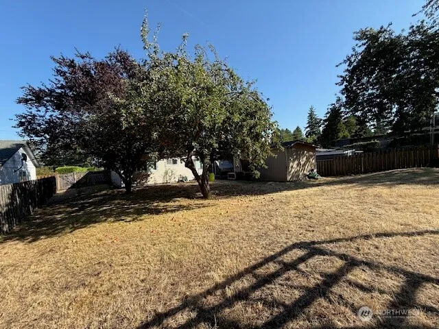 a street view with wooden fence