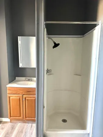 a bathroom with a shower