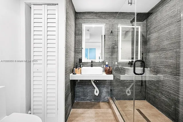 a bathroom with a shower