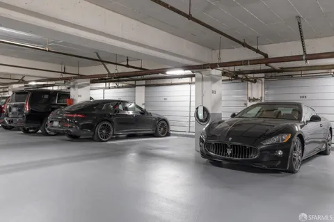 a view of a car in garage