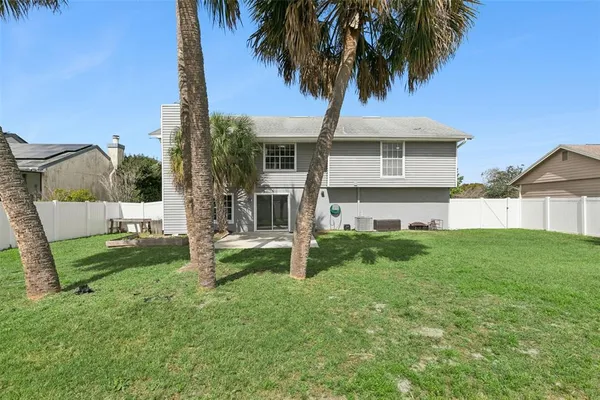 a view of a house with a backyard