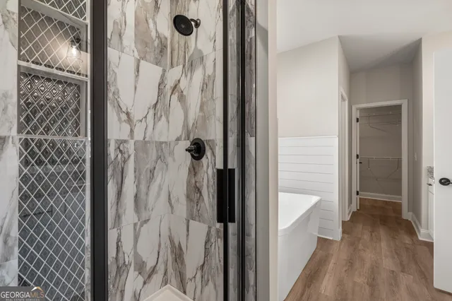 a bathroom with a shower