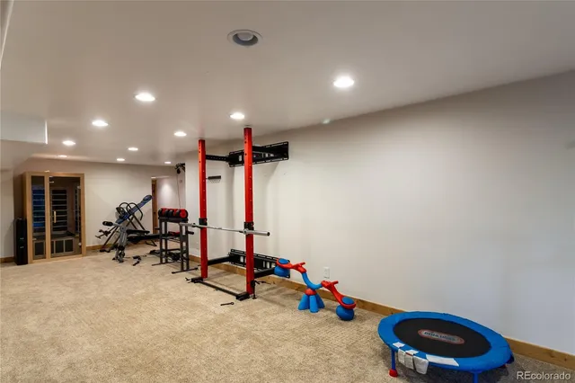 a view of a room with gym equipment