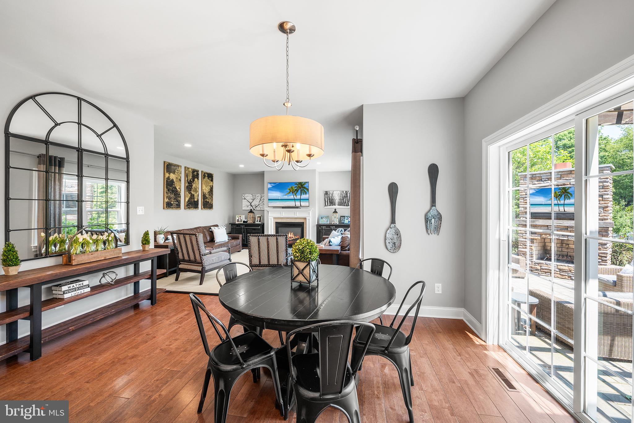 515 Old Eagle School Road Wayne, PA 19087 - Photo 15 of 40 a dining room with furniture a chandelier and wooden floor