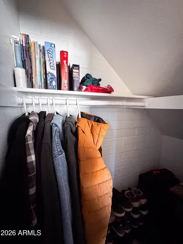 a close view of walk in closet