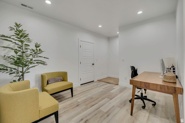1720 Hillcrest Circle Mapleton, UT 84664 - Photo 68 of 116 Office area featuring recessed lighting and light wood-type flooring