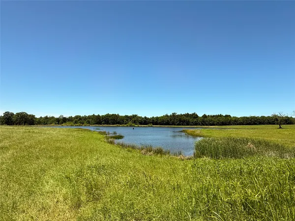 a view of a lake with houses in the back