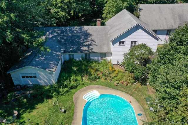 an aerial view of a house