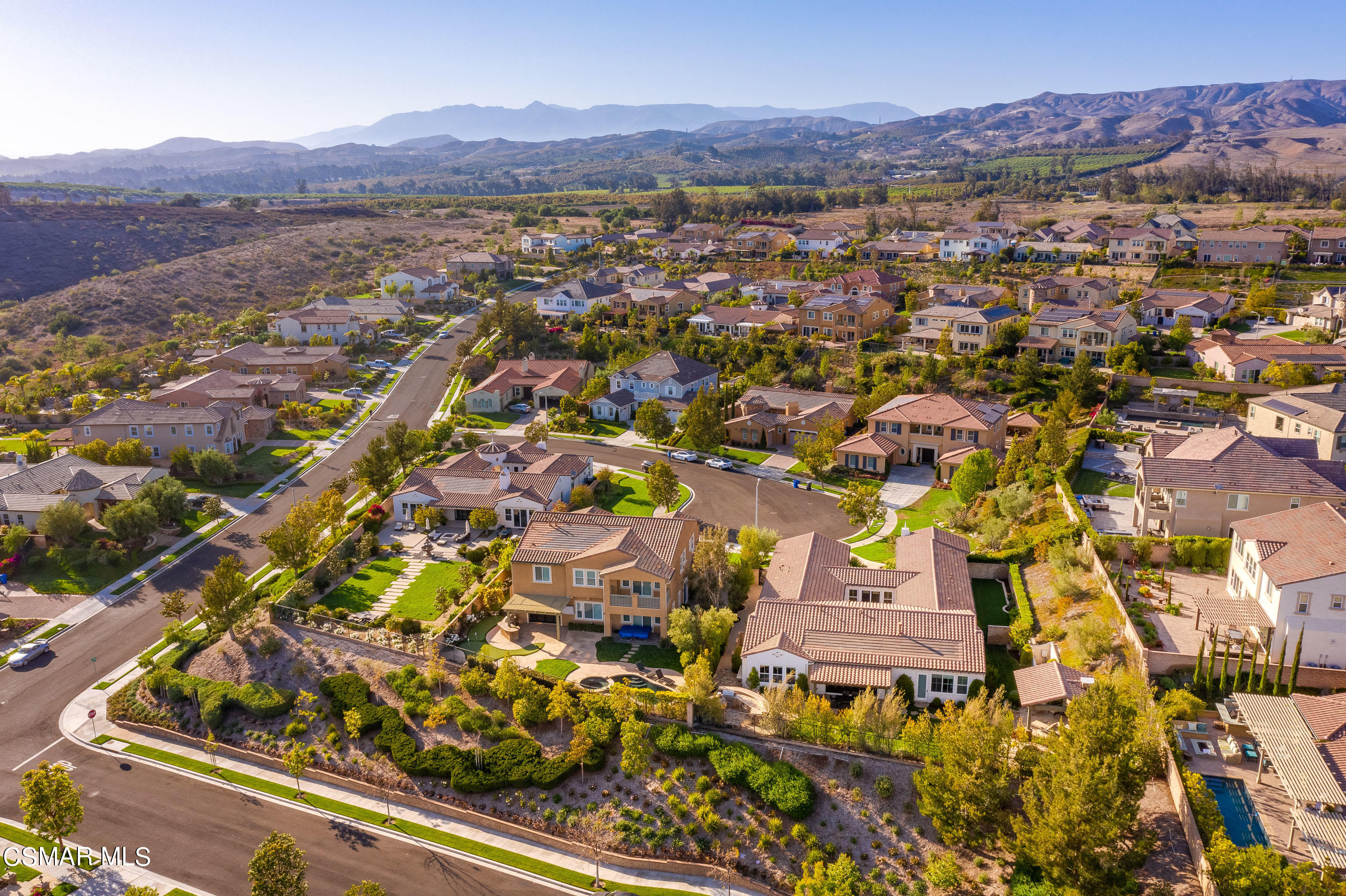 13740 Pinefield Court Moorpark, CA 93021 - Photo 60 of 62 an aerial view of residential house with an outdoor space and mountain view