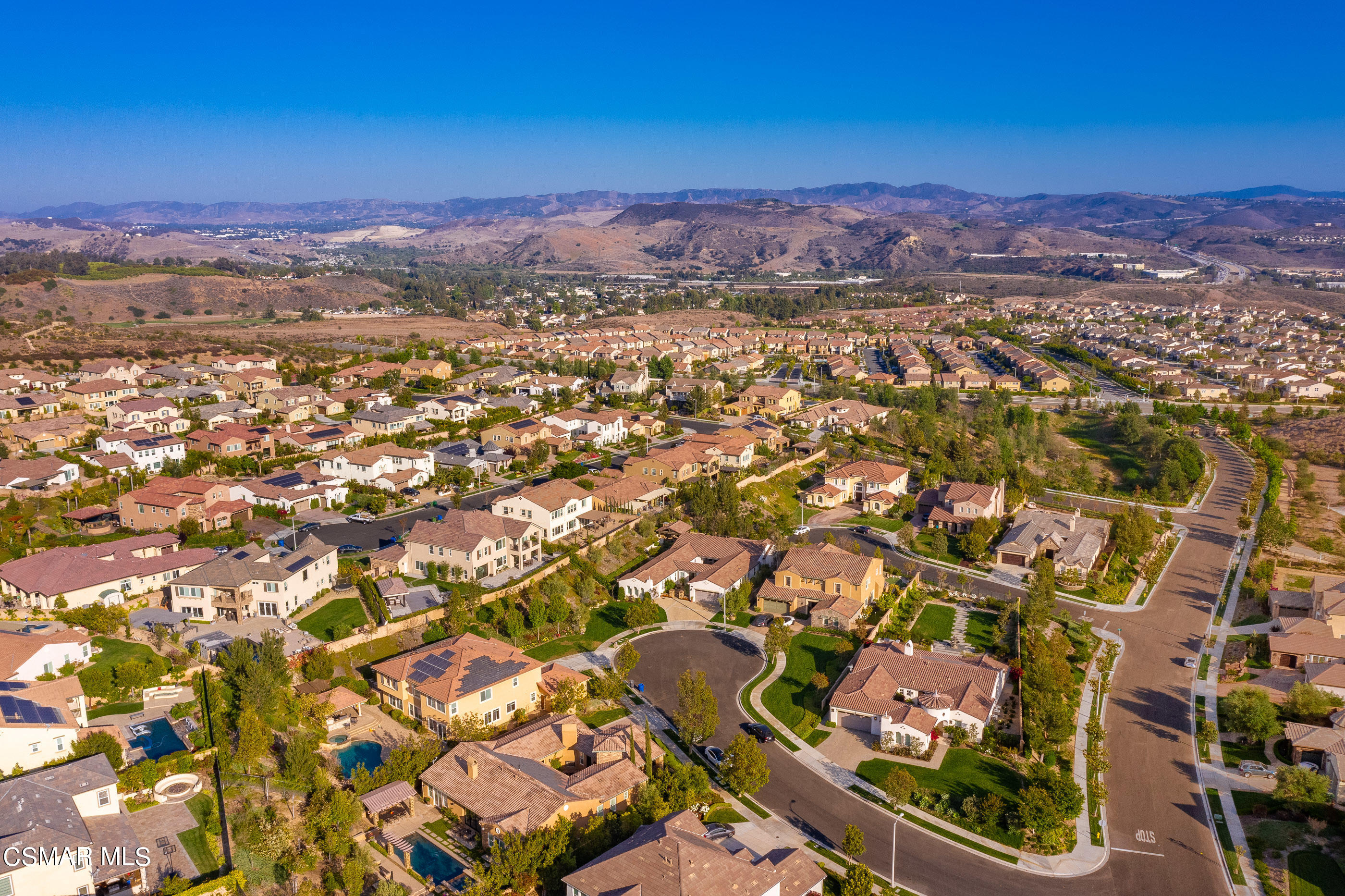 13740 Pinefield Court Moorpark, CA 93021 - Photo 62 of 62 an aerial view of residential houses with outdoor space and street view