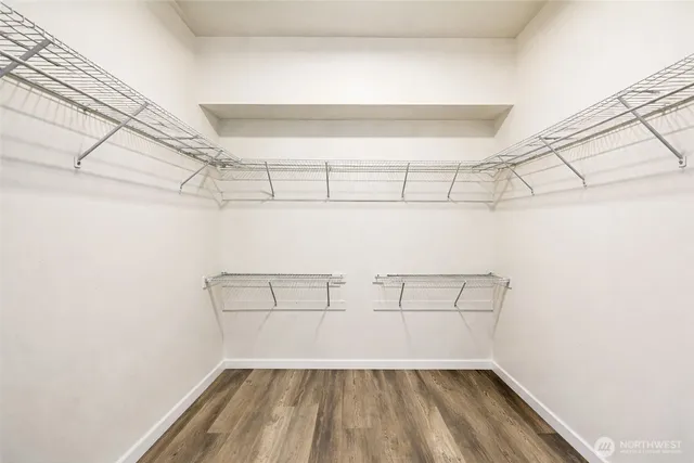 a view of a room with racks on the wall