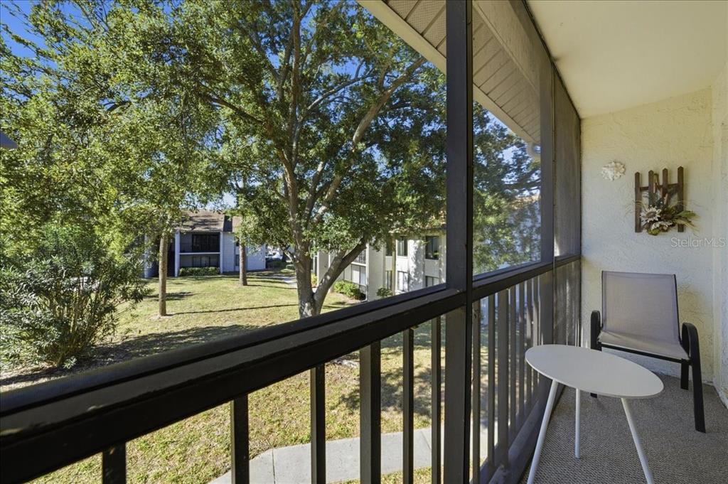 2666 Pine Ridge Way North, Unit C2 Palm Harbor, FL 34684 - Photo 44 of 74 a view of a two chair in the balcony