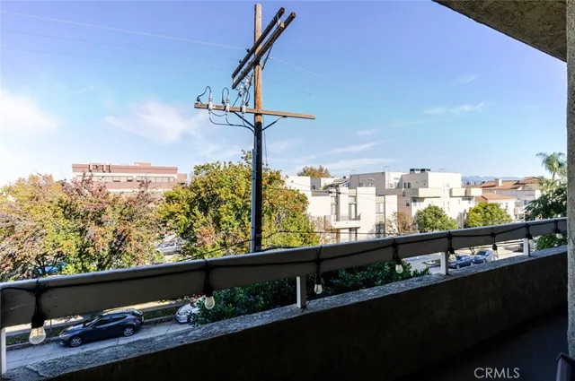 a view of a city from a balcony