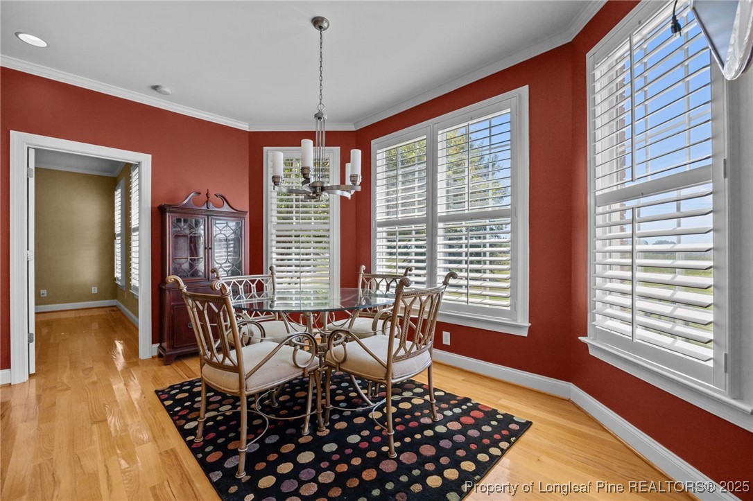 8224 Highway 210 Angier, NC 27501 - Photo 34 of 50 a dining room with wooden floor a chandelier and windows