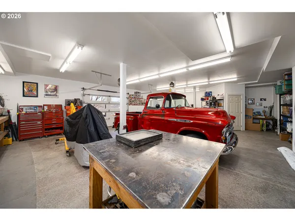a car parked in a garage