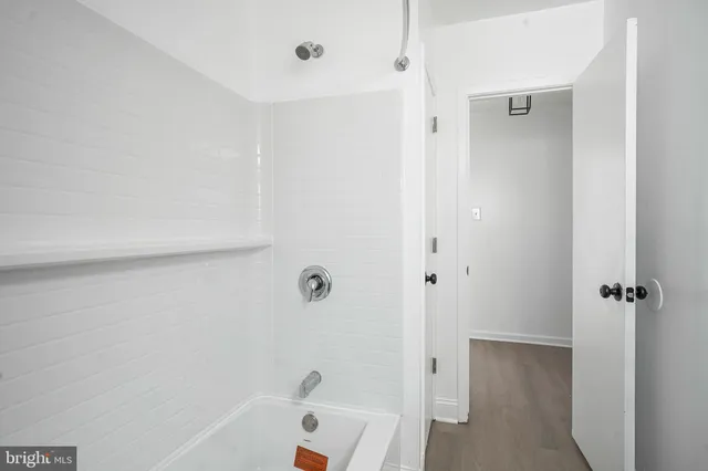 a bathroom with a bathtub