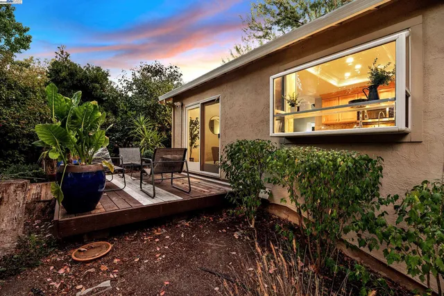a view of outdoor space with trees all around