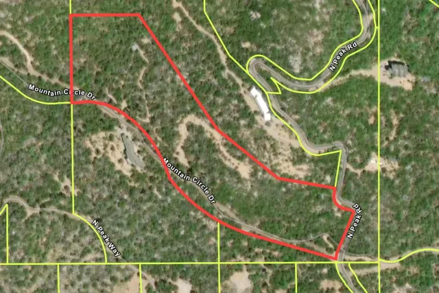 a green field with lots of trees in the background