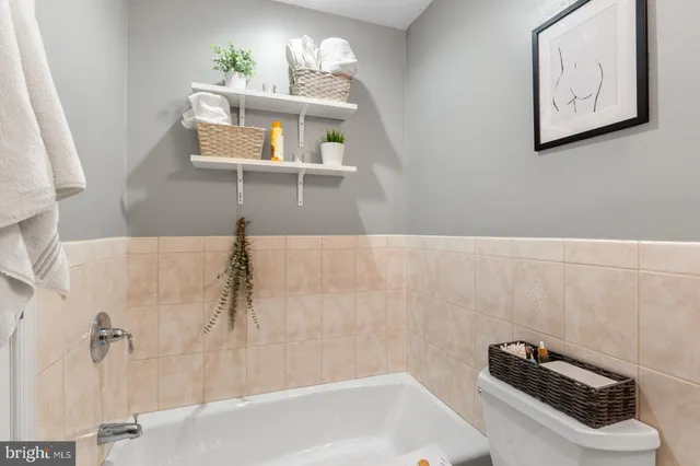 a bathroom with a bathtub