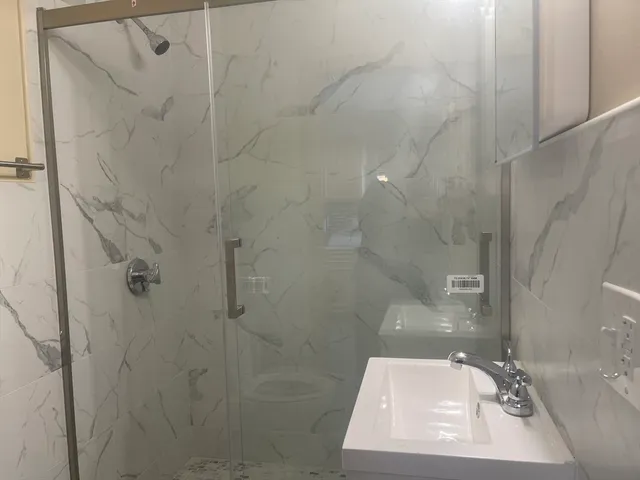 a bathroom with a shower