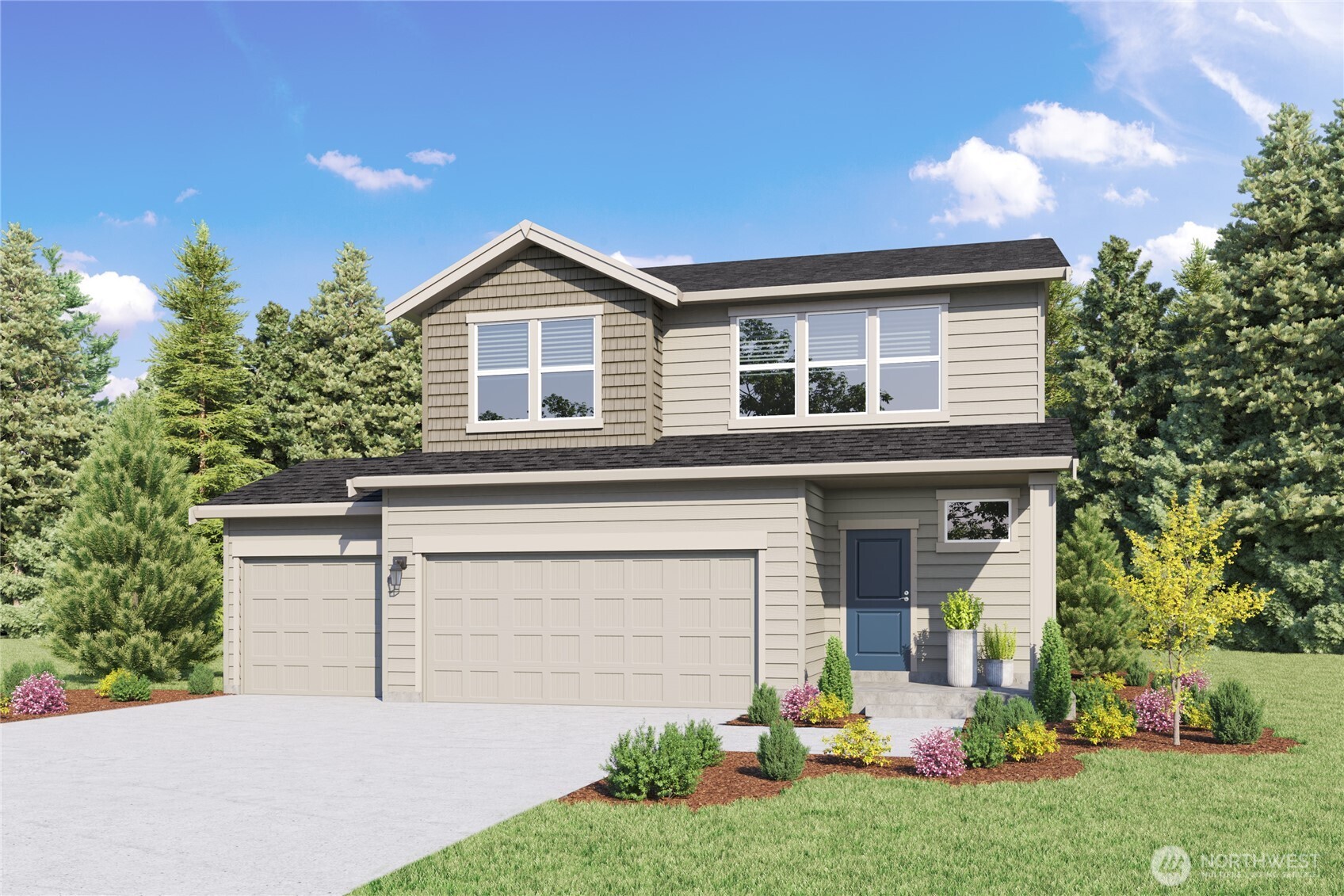 553 Wall Street, Unit 51 Buckley, WA 98321 - Photo 35 of 35 a front view of a house with a yard and garage