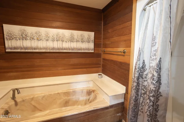 a bathroom with a tub