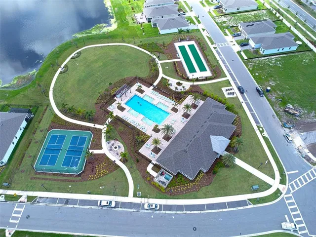 an aerial view of a house