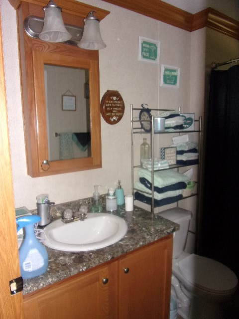 249 Van Road Cranberry, PA 16319 - Photo 46 of 46 a bathroom with a granite countertop sink and a mirror