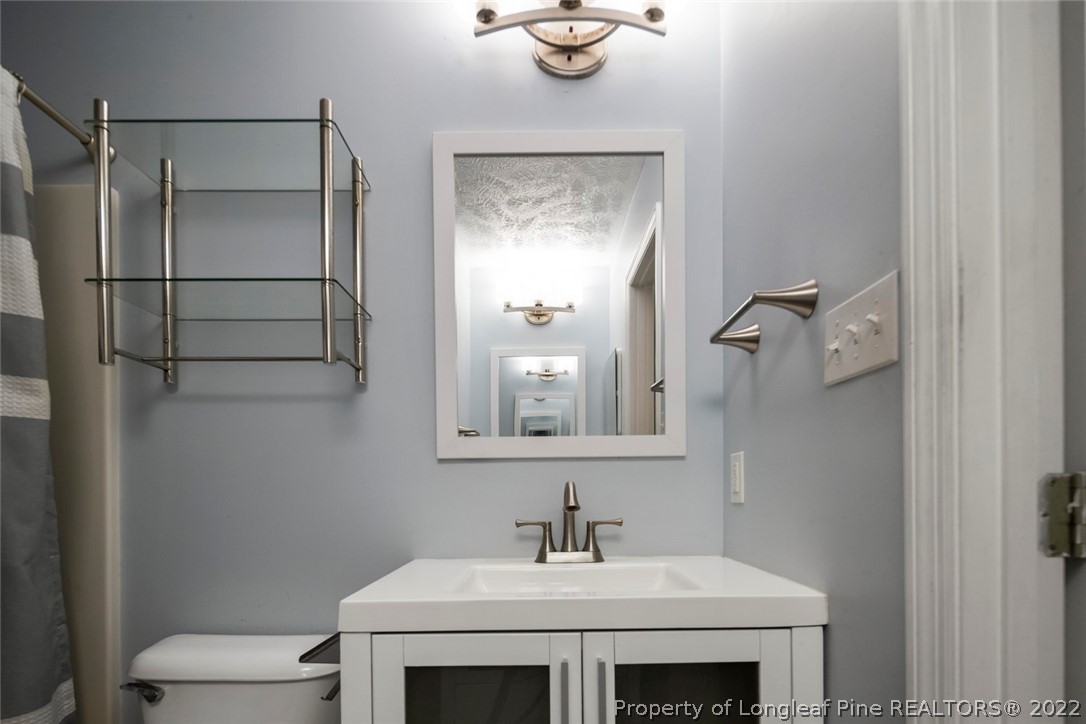 8209 Rockfish Road Raeford, NC 28376 - Photo 12 of 42 a bathroom with a sink toilet and mirror