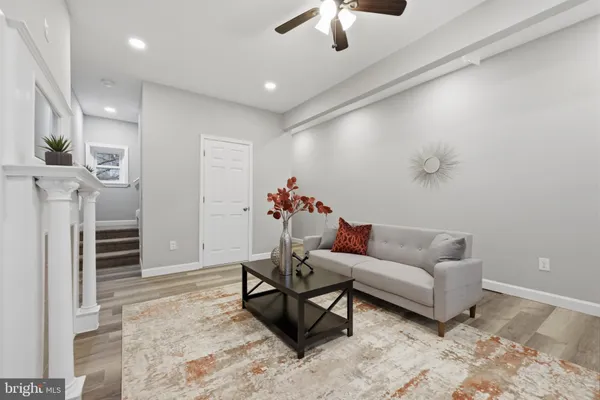 a living room with furniture