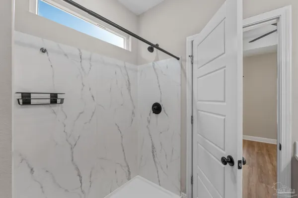 a bathroom with a shower