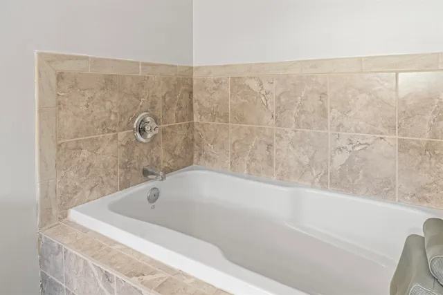 a bathroom with a bathtub