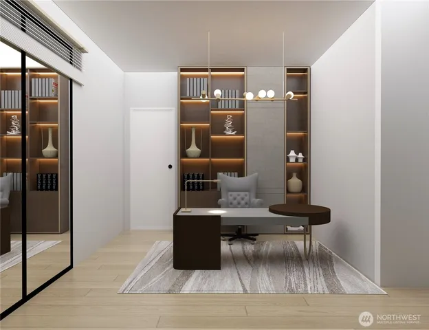 a view of dining room with furniture