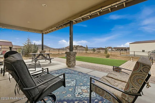 an outdoor seating ocean view