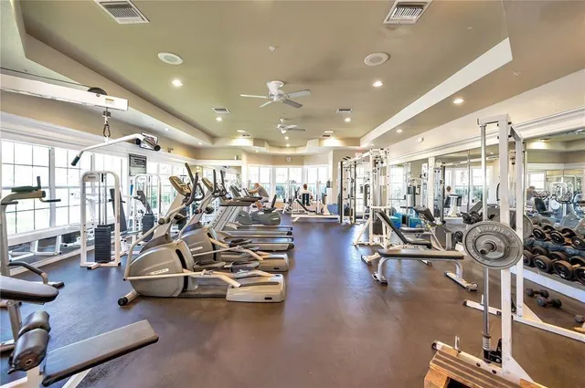 a view of a room with gym equipment