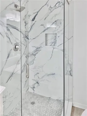 a bathroom with a shower