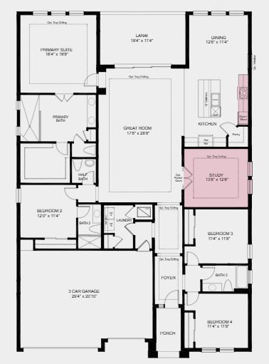 86547 Oar Row Yulee, FL 32097 - Photo 32 of 38 Structural options added Include: gourmet kitchen, study, tray ceilings at foyer, great room, primary suite, and study, 8' doors throughout.