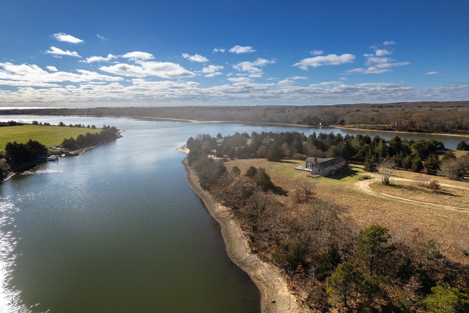 a view of a lake with a mountain