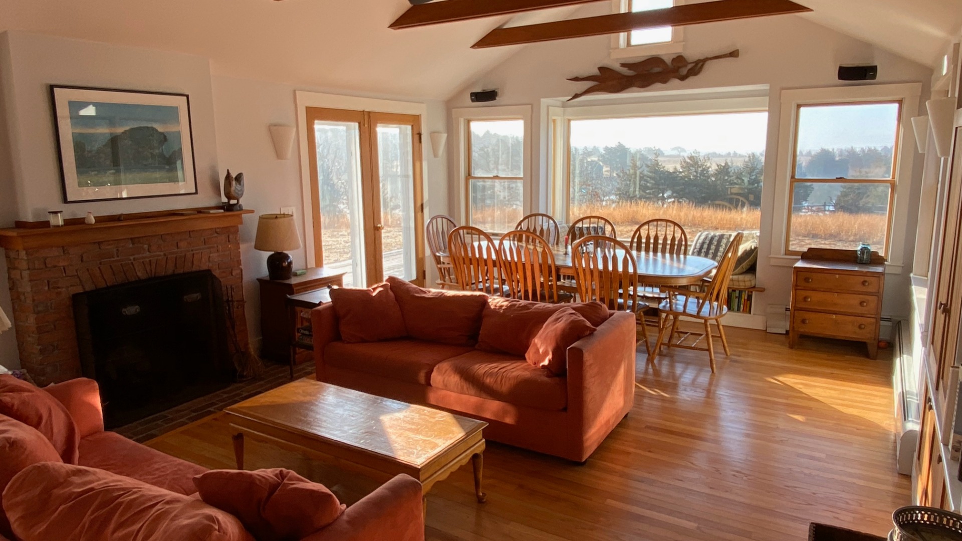 144 Pond View Farm Road West Tisbury, MA 02568 - Photo 6 of 13 a living room with furniture and a fireplace