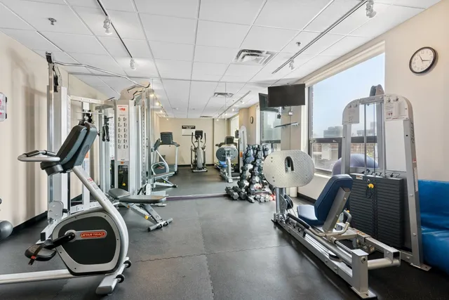 a view of a room with gym equipment