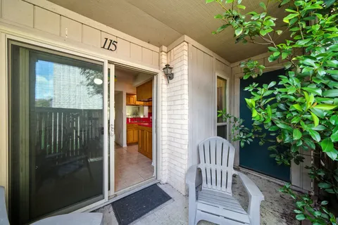 a view of balcony with a potted plant