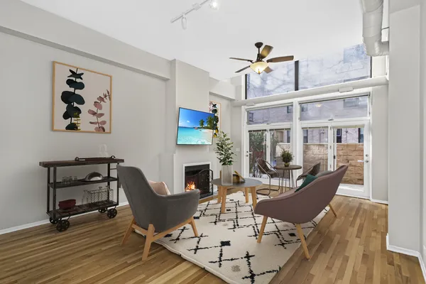 a living room with furniture
