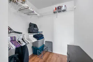 a workspace with furniture and wooden floor